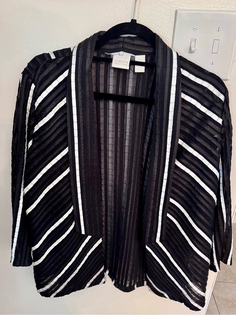 Chico’s Collection Black & White Striped Jacket